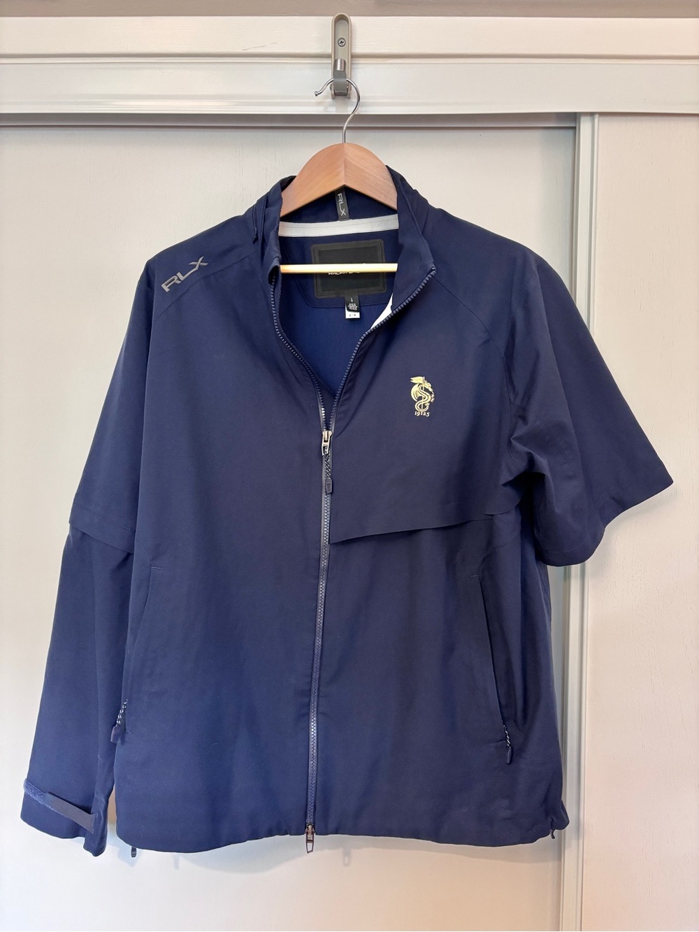 RLX Golf Full Zip Jacket Size Large Windbreaker Removable Sleeves Logo MPCC